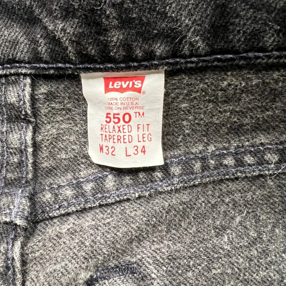 Levi's 550 Relaxed Fit Tapered Leg Jeans Black Wash W32 L34 Made in USA 550-0260